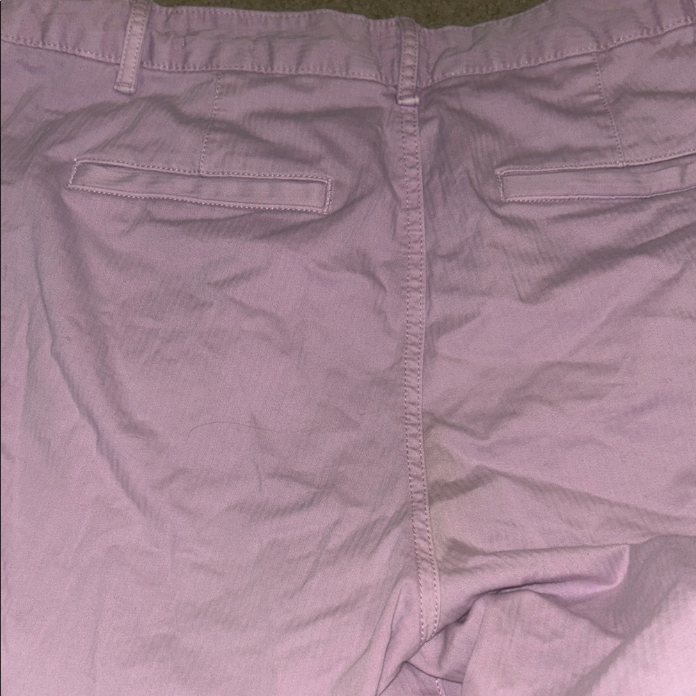 Pastel Pink Pale Lilac Lavender Purple Straight High Rise Khaki Pants - Picture 8 of 14